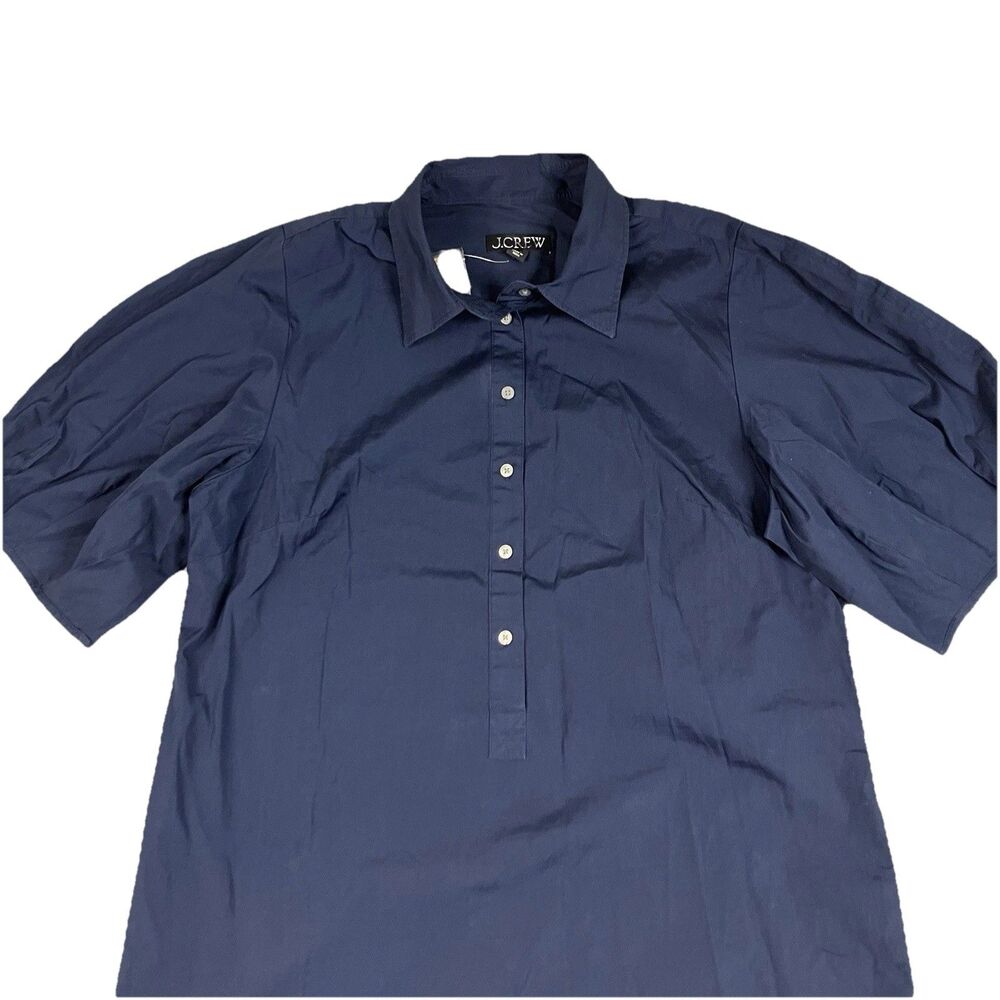 J Crew Tall Embroidered Shirt Dress Womens Blue Cotton Poplin Preppy Coastal - Picture 4 of 14